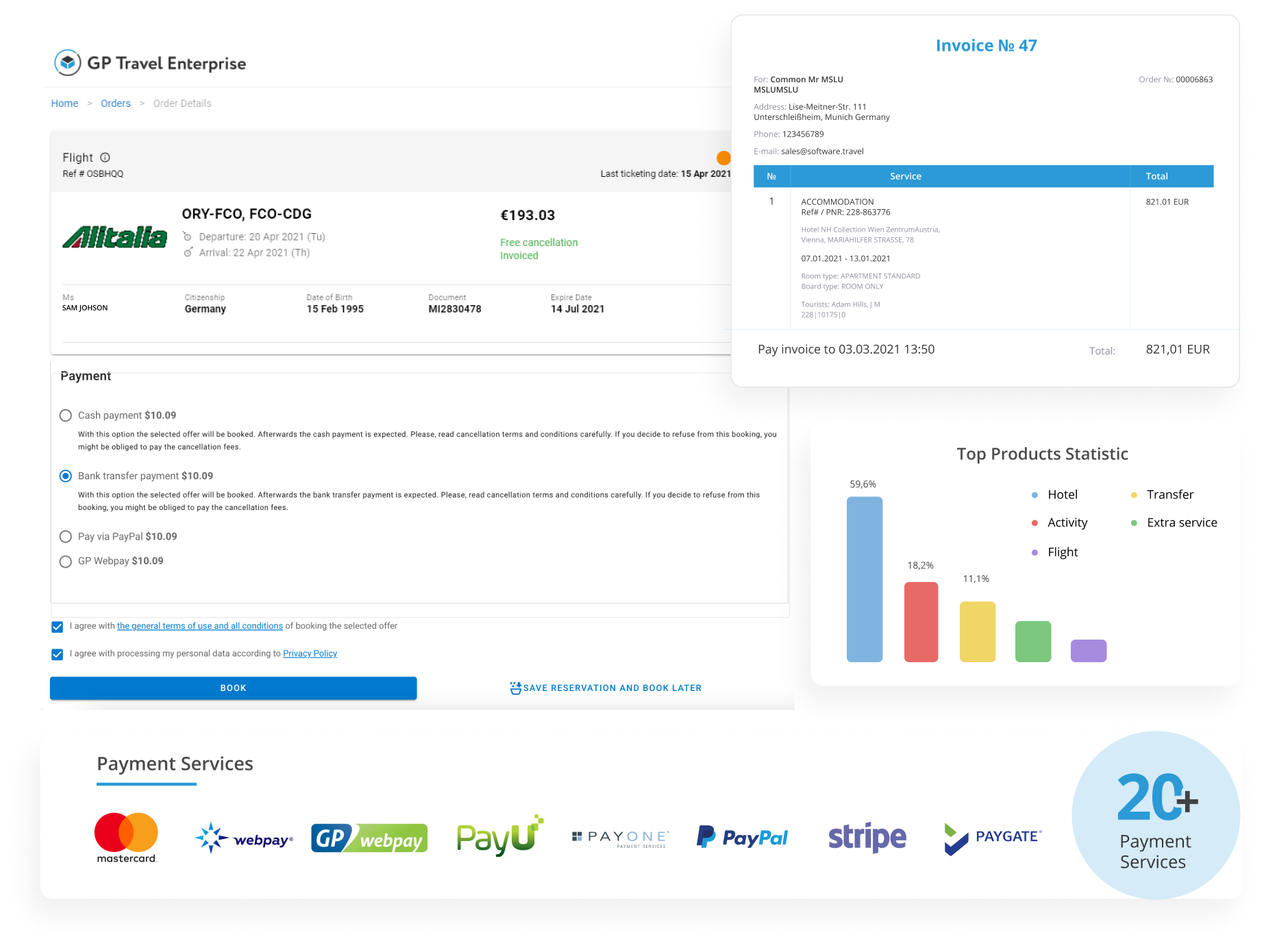 screenshot of GP Travel Enterprise